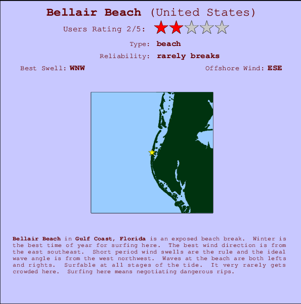 Bellair Beach mapa de ubicación e información del spot