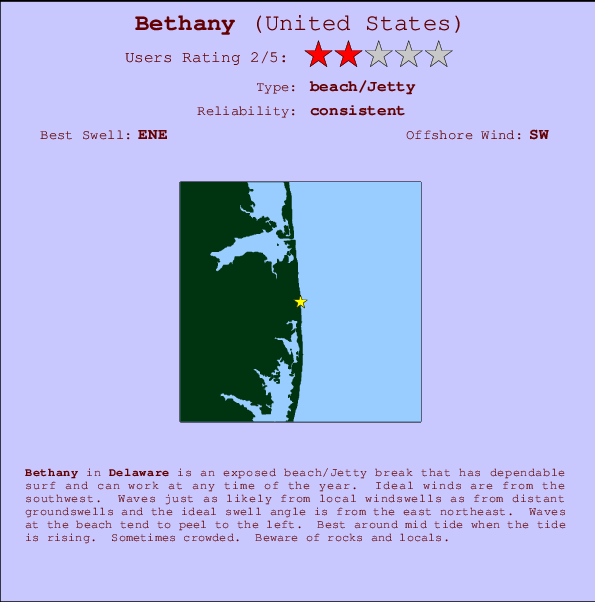 Bethany mapa de ubicación e información del spot