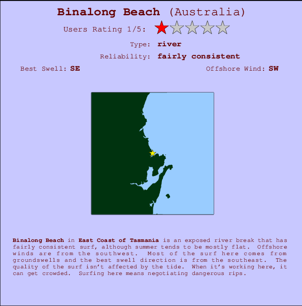 Binalong Beach mapa de ubicación e información del spot