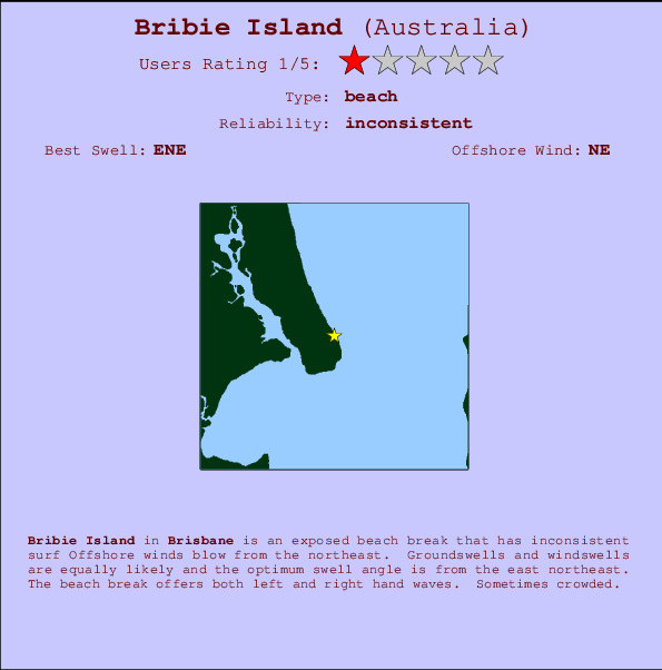 Bribie Island mapa de ubicación e información del spot