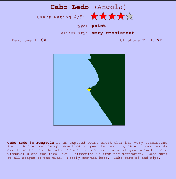 Cabo Ledo mapa de ubicación e información del spot