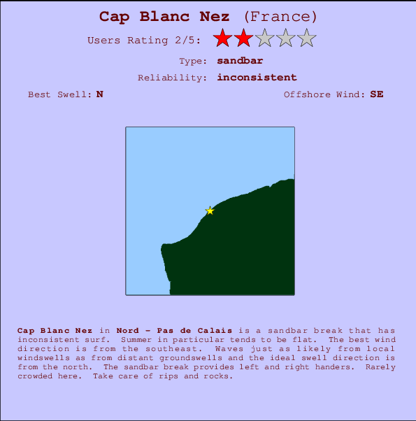 Cap Blanc Nez mapa de ubicación e información del spot