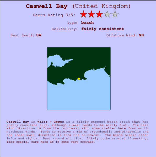 Caswell Bay mapa de ubicación e información del spot