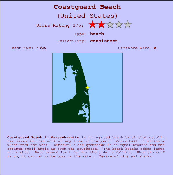 Coastguard Beach mapa de ubicación e información del spot