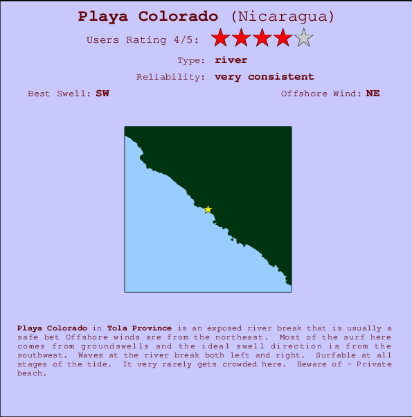 Playa Colorado mapa de ubicación e información del spot