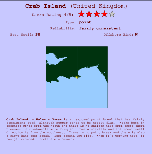 Crab Island mapa de ubicación e información del spot