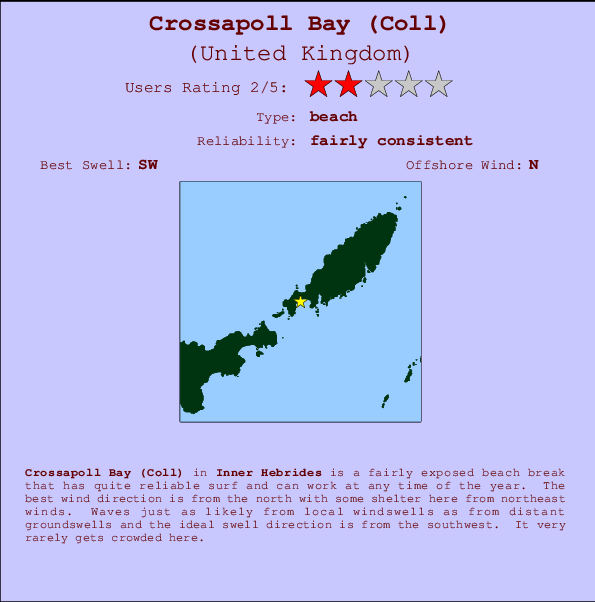 Crossapoll Bay (Coll) mapa de ubicación e información del spot