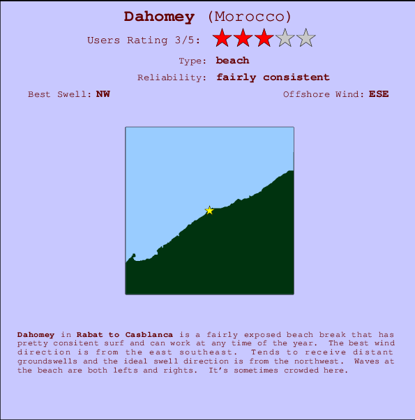 Dahomey mapa de ubicación e información del spot