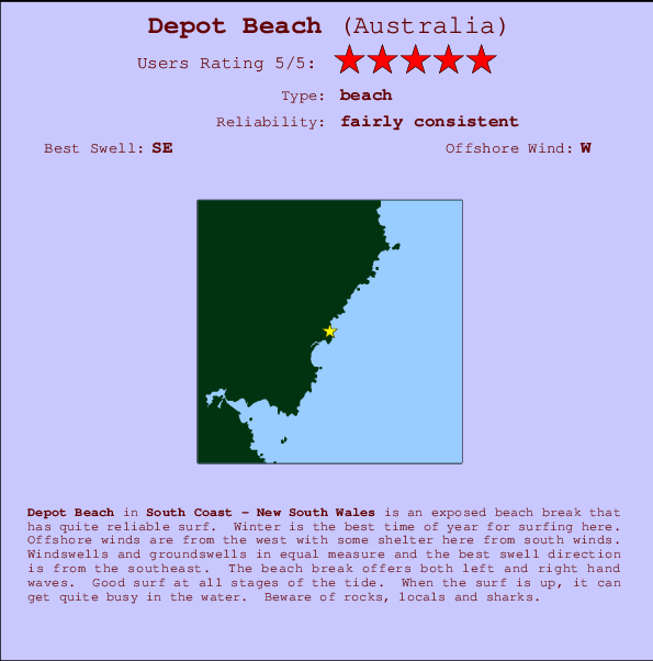 Depot Beach mapa de ubicación e información del spot