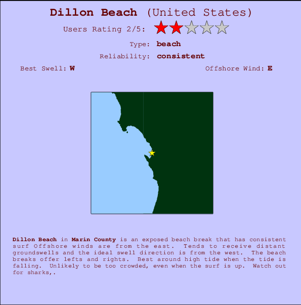 Dillon Beach mapa de ubicación e información del spot