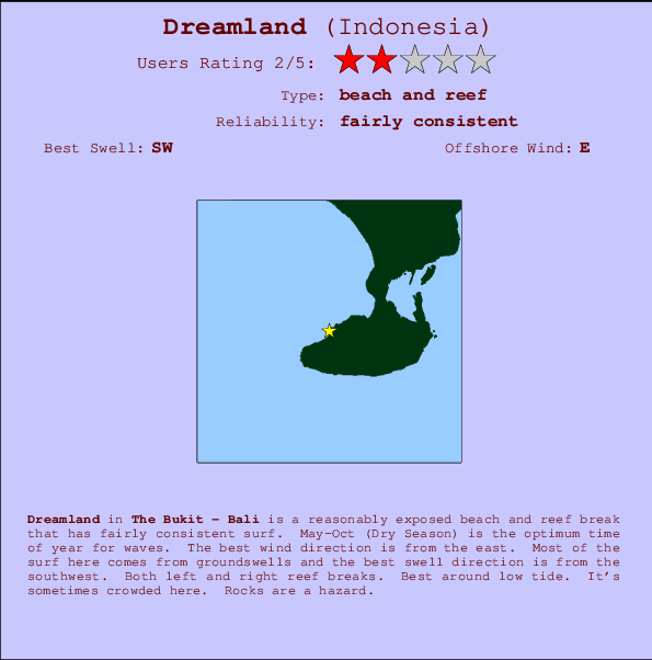 Dreamland mapa de ubicación e información del spot