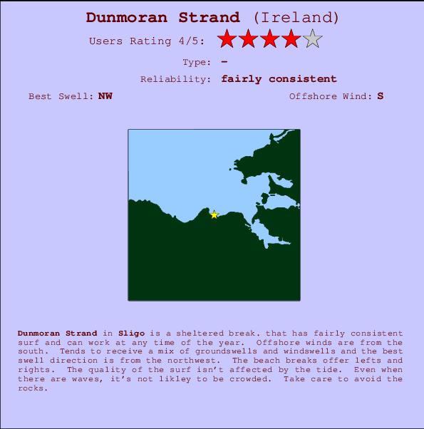 Dunmoran Strand mapa de ubicación e información del spot