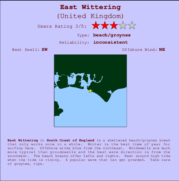 East Wittering mapa de ubicación e información del spot