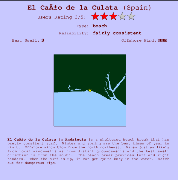 El Caño de la Culata mapa de ubicación e información del spot