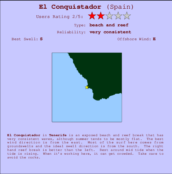 El Conquistador mapa de ubicación e información del spot