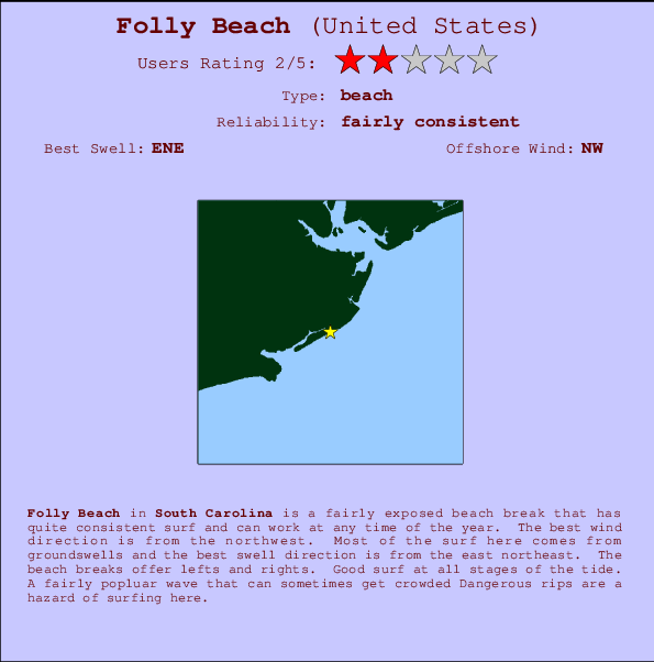 Folly Beach mapa de ubicación e información del spot