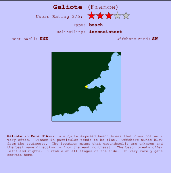 Galiote mapa de ubicación e información del spot