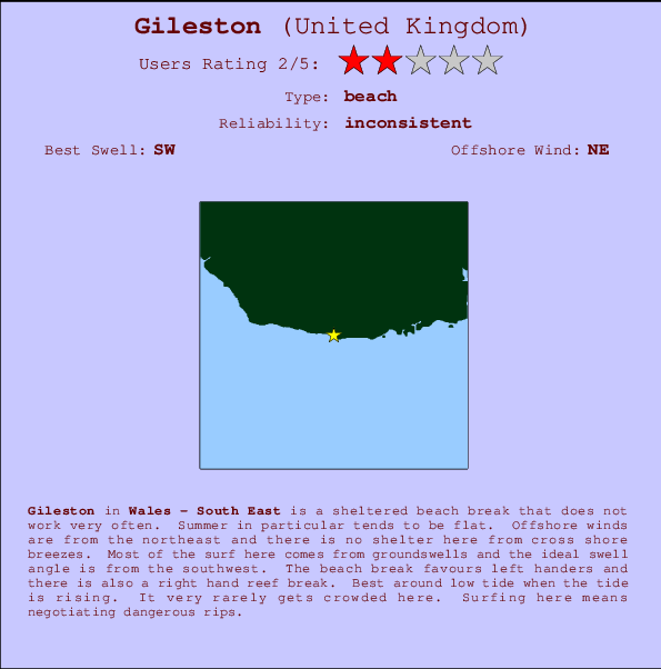 Gileston mapa de ubicación e información del spot