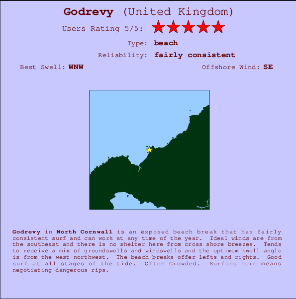 Godrevy mapa de ubicación e información del spot