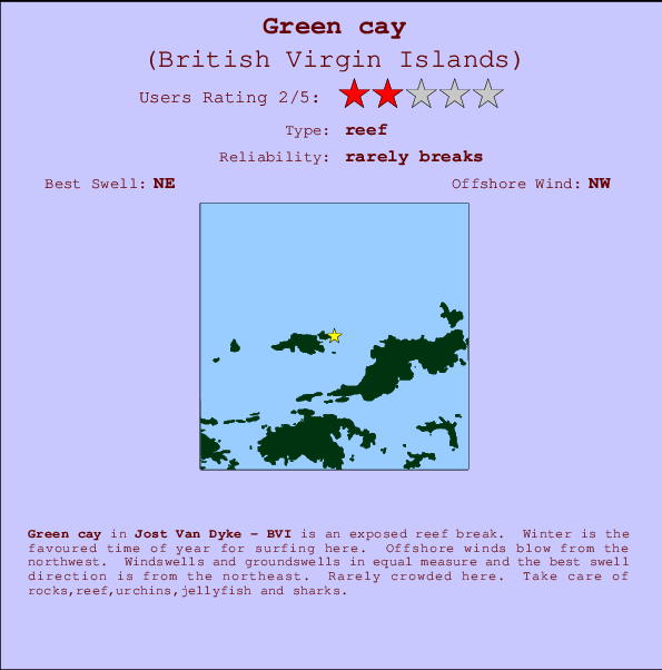 Green cay mapa de ubicación e información del spot