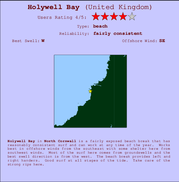 Holywell Bay mapa de ubicación e información del spot
