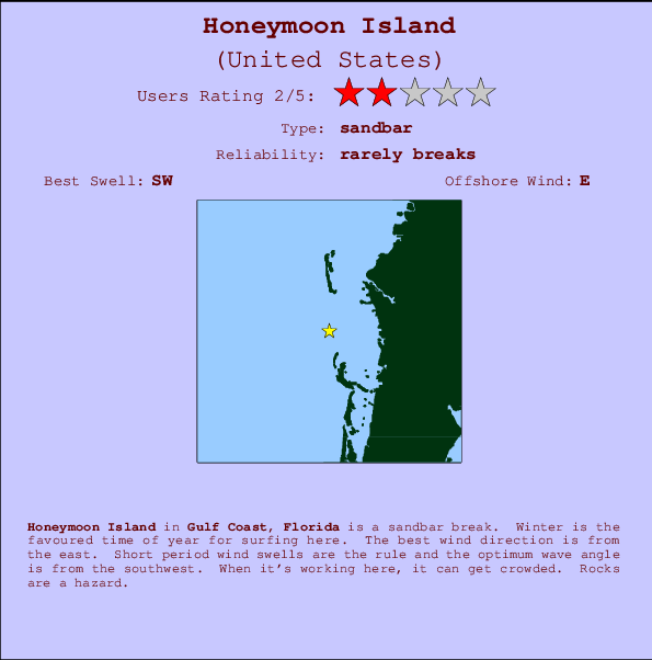 Honeymoon Island mapa de ubicación e información del spot
