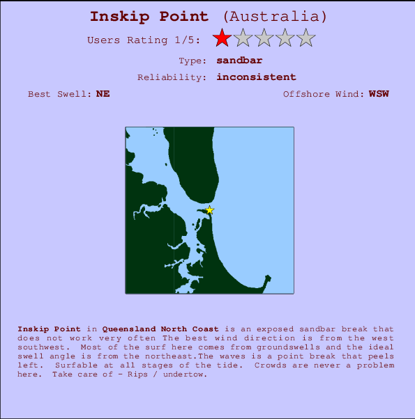 Inskip Point mapa de ubicación e información del spot