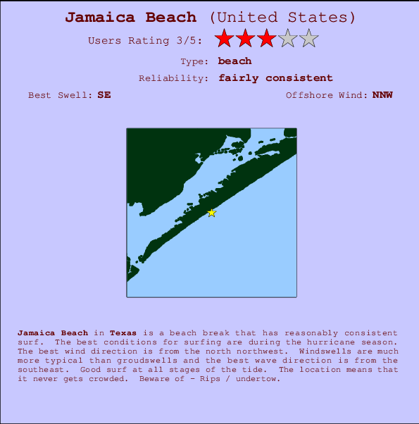 Jamaica Beach mapa de ubicación e información del spot