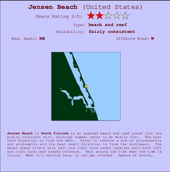 Jensen Beach mapa de ubicación e información del spot