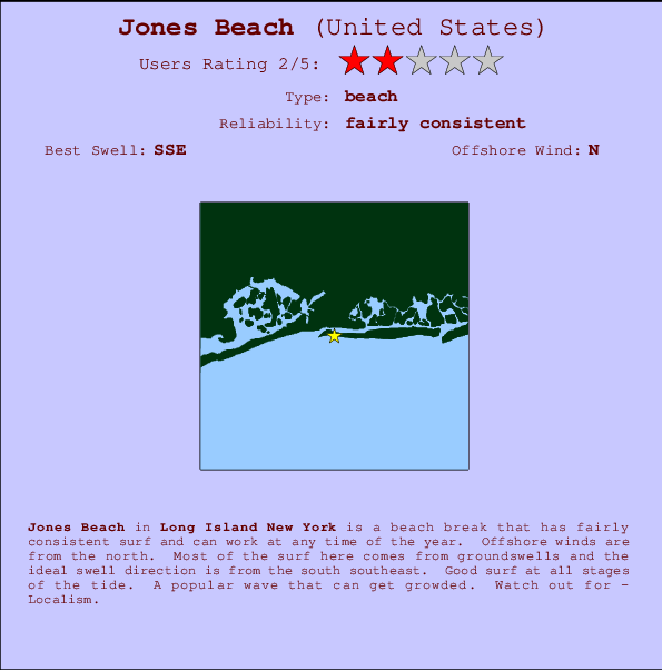 Jones Beach mapa de ubicación e información del spot