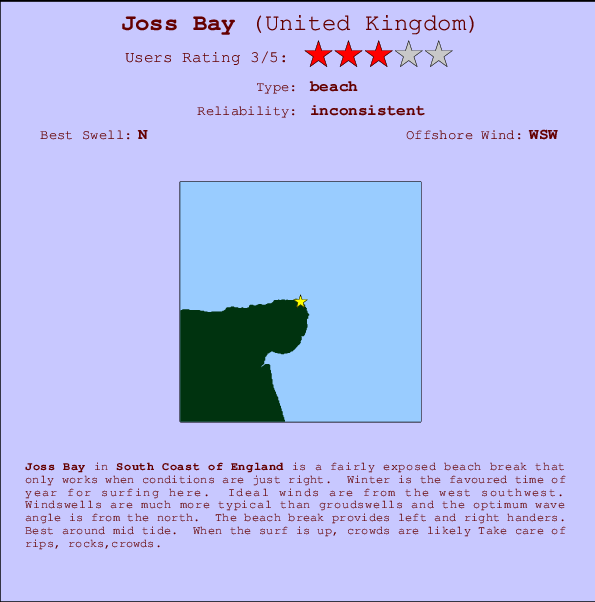 Joss Bay mapa de ubicación e información del spot