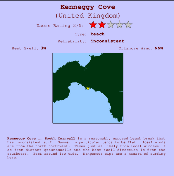 Kenneggy Cove mapa de ubicación e información del spot