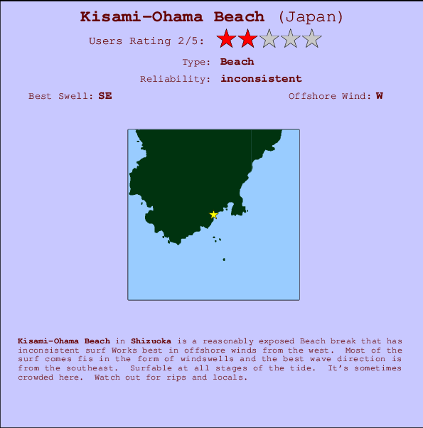 Kisami-Ohama Beach mapa de ubicación e información del spot