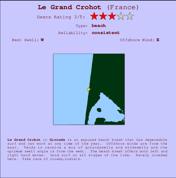 Le Grand Crohot mapa de ubicación e información del spot