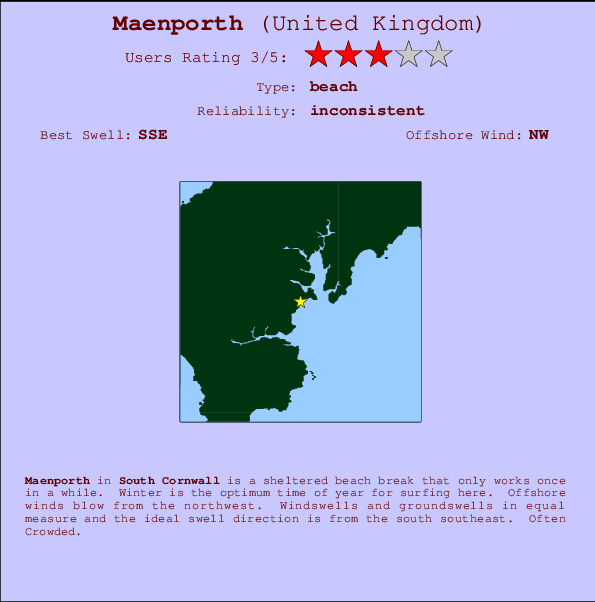 Maenporth mapa de ubicación e información del spot
