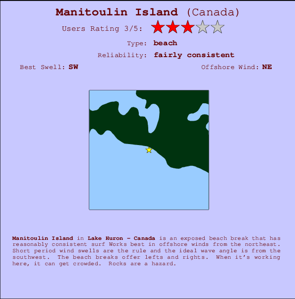 Manitoulin Island mapa de ubicación e información del spot