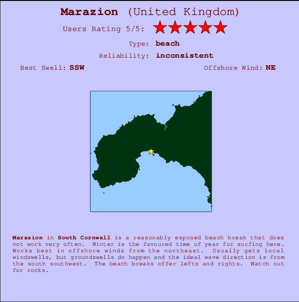 Marazion mapa de ubicación e información del spot