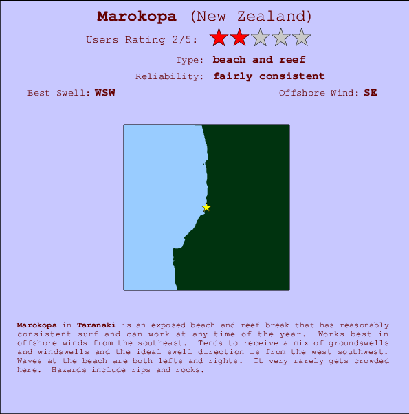 Marokopa mapa de ubicación e información del spot