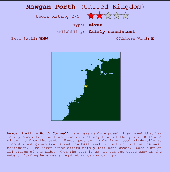 Mawgan Porth mapa de ubicación e información del spot