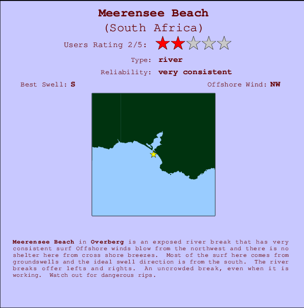 Meerensee Beach mapa de ubicación e información del spot