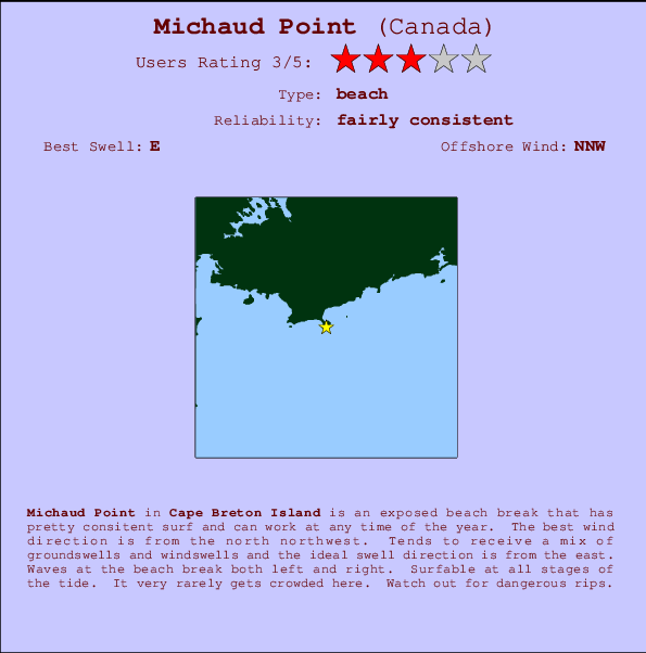 Michaud Point mapa de ubicación e información del spot