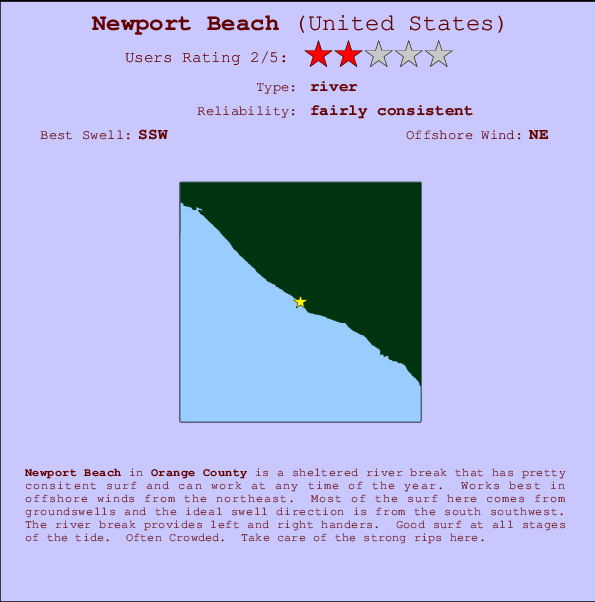 Newport Beach mapa de ubicación e información del spot