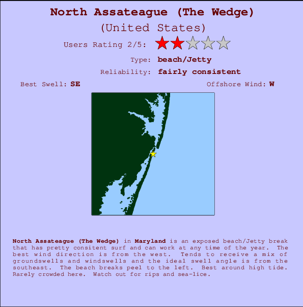 North Assateague (The Wedge) mapa de ubicación e información del spot