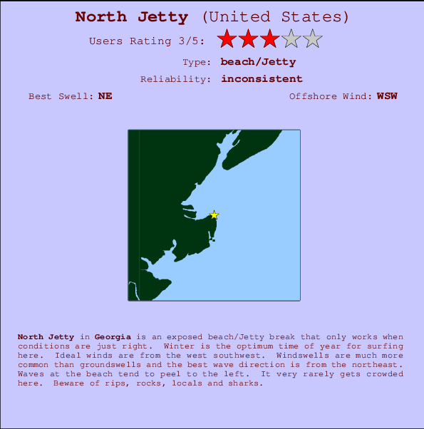 North Jetty mapa de ubicación e información del spot
