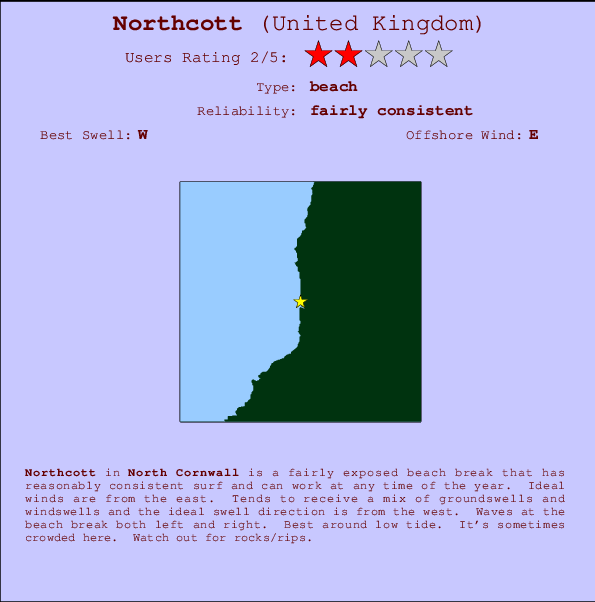 Northcott mapa de ubicación e información del spot