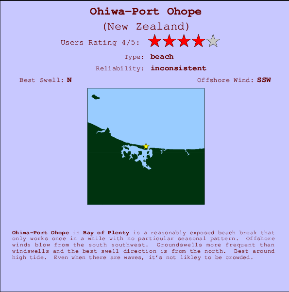 Ohiwa-Port Ohope mapa de ubicación e información del spot