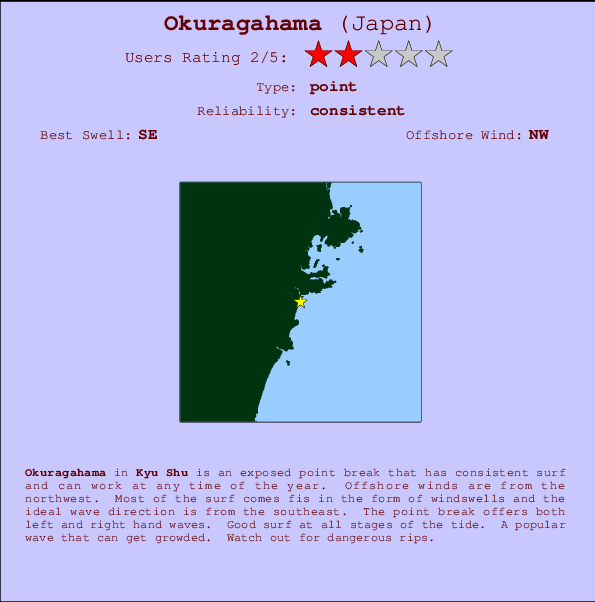 Okuragahama mapa de ubicación e información del spot