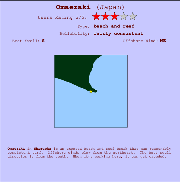 Omaezaki mapa de ubicación e información del spot