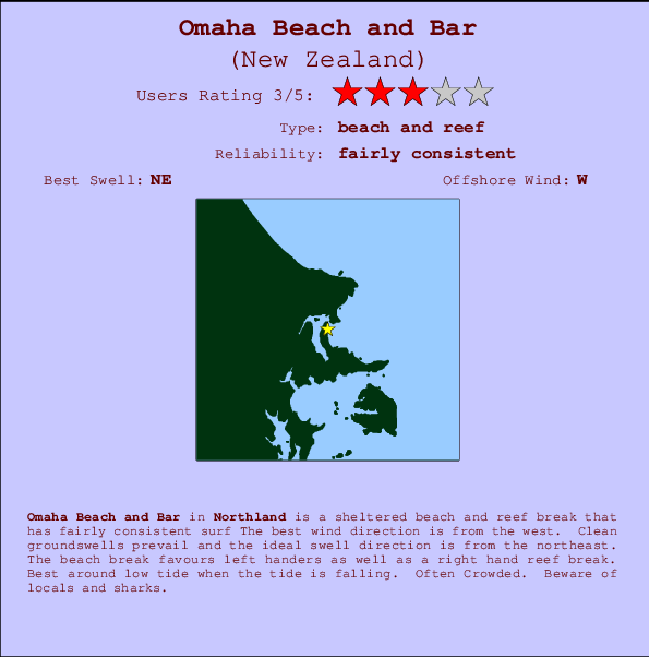 Omaha Beach and Bar mapa de ubicación e información del spot