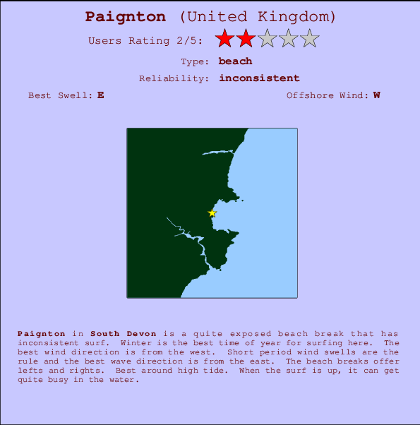 Paignton mapa de ubicación e información del spot